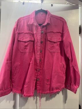 Pink Distressed Women's Jacket - Brand Unknown